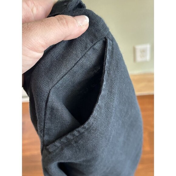J. Jill Love Linen Pure Linen Wide Leg Crop Pullon Pants Black Lagenlook Plus 1X - Picture 5 of 6